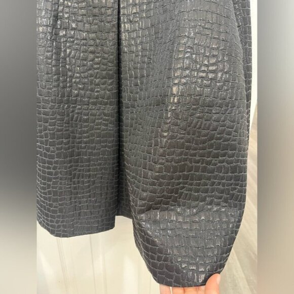 Anne Klein Black Croc-Embossed Fit Flare Dress Size 10 Chic Sophisticated - Picture 3 of 5